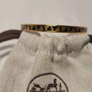 Authentic Hermes Gold Bracelet with Black Accents 7 1/4 Inches